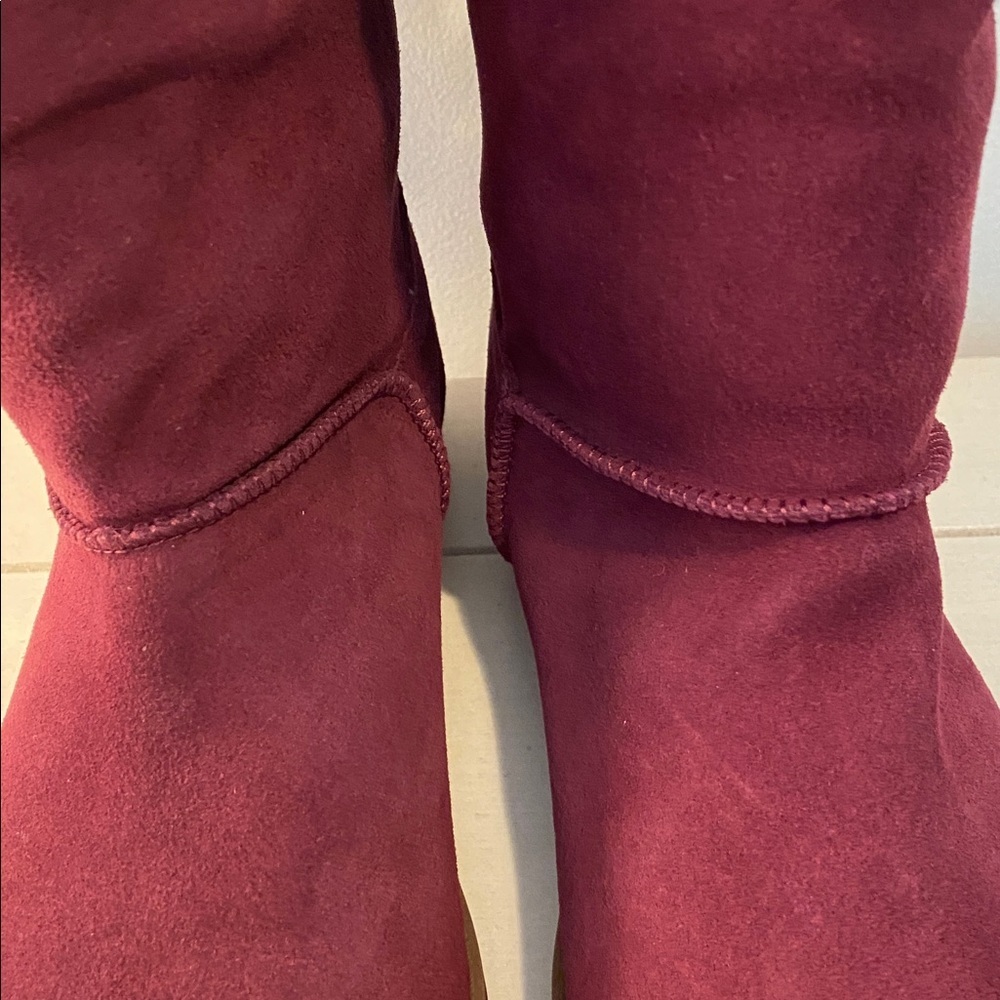 Muk Luks Women's Water Repellent Suede Mid Calf Winter Boots Bordeaux New - Picture 4 of 10